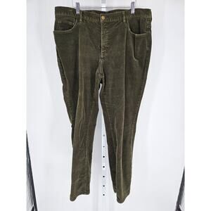 Chaps Womens Sz 16 Straight Leg Corduroy Pants Dark Olive Green Cotton Blend